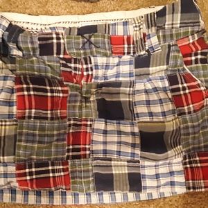 Red and blue plaid mini skirt